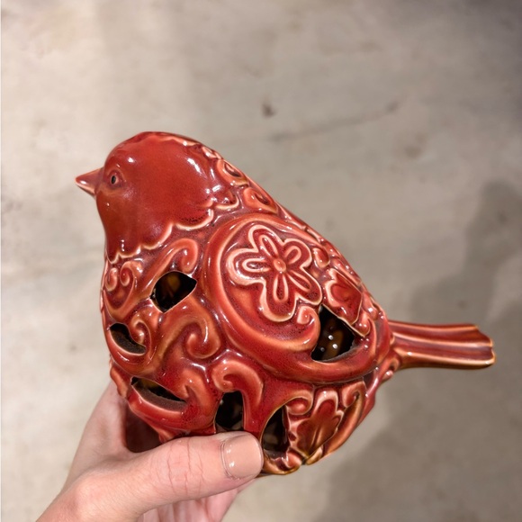 One vintage Ceramic Bird Decorative Lantern/ potpourri satchel holder - Red - Picture 3 of 6